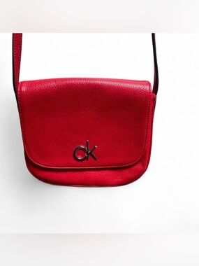 Calvin Klein Red Leather Crossbody with CK Emblem